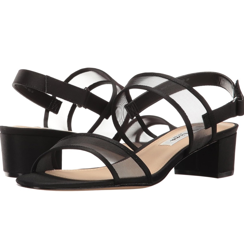 NINA Ganice - Women's Mesh Block Low-Heel Hook & Loop Dressy Sandal Shoes